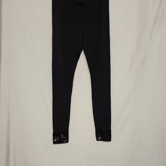 Tart Black Leggings With Sequin Cuffs - Picture 1 of 4